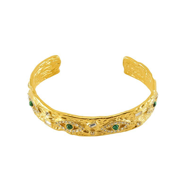 Wholesale Vintage texture devil eye malachite titanium steel bracelet