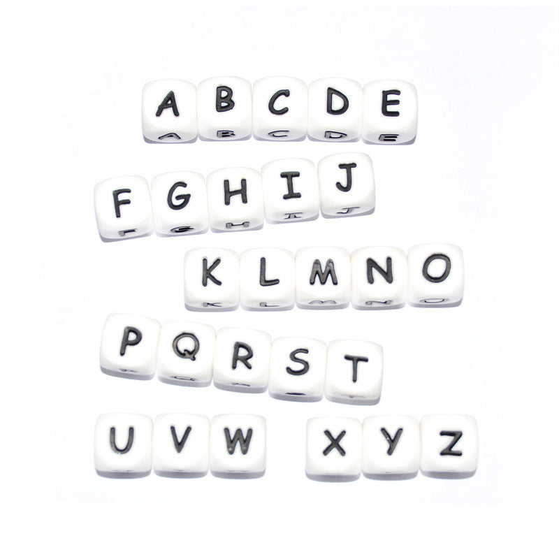 Wholesale 100pcs Silicone English Alphabet Beads 12MM Beads