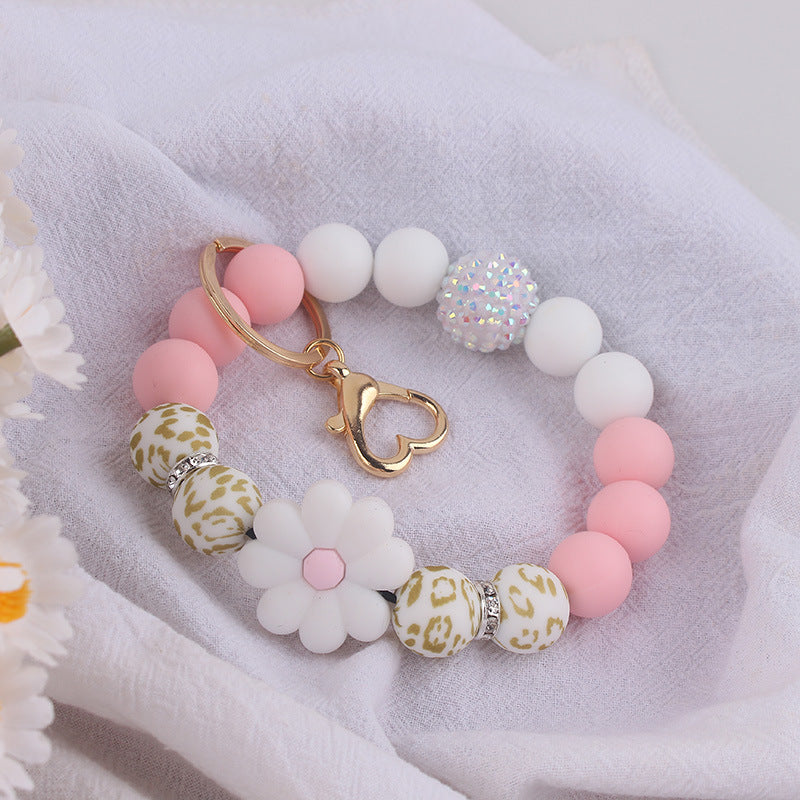 Wholesale Silicone Begonia Daisy Keychain Flower Bracelet