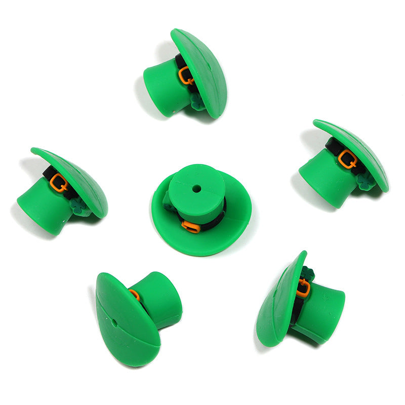 Wholesale 20pcs St.  Patrick' s Day Green Clover Hat 3D Focal Beads