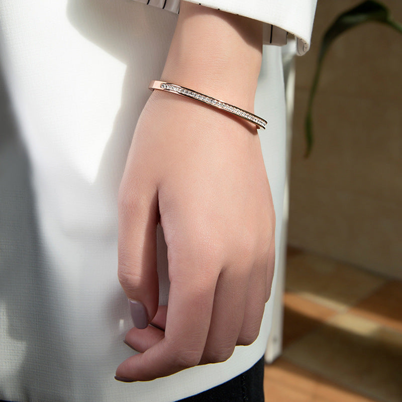 Wholesale Titanium Steel Colorless Full Diamond Bracelets