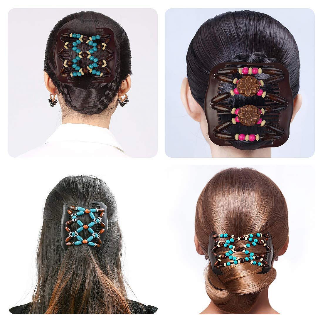 Wholesale Plastic Beaded Double Row Hair Comb