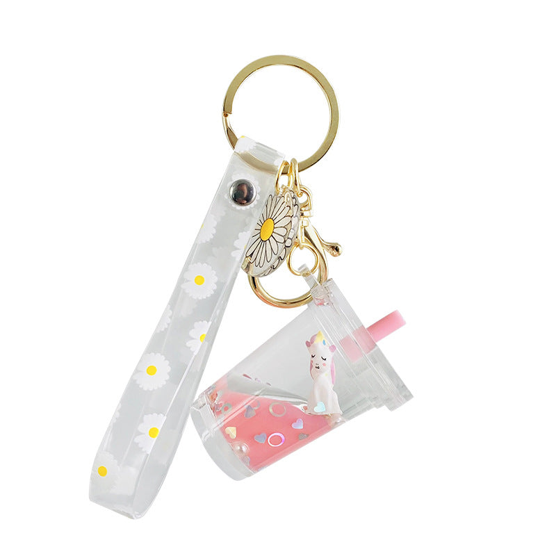 Taza de té de leche acrílica al por mayor llavero de unicornio