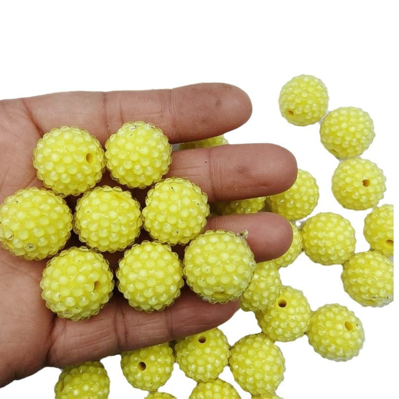 Wholesale 5pcs 10-22mm Light Yellow Inlaid Resin Diamond Acrylic Beads