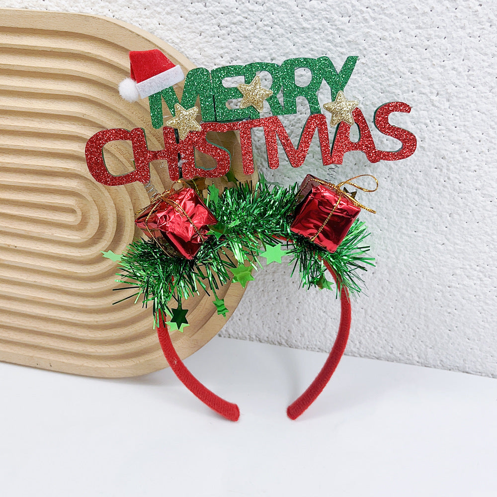 Wholesale 2023 Christmas Hoops Elk Christmas Tree Fabric Headbands