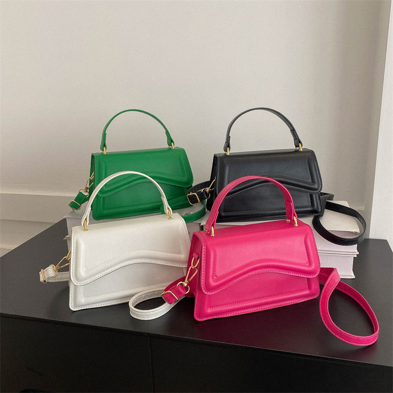 Wholesale Pink Solid Color PU Handbag Diagonal Bag