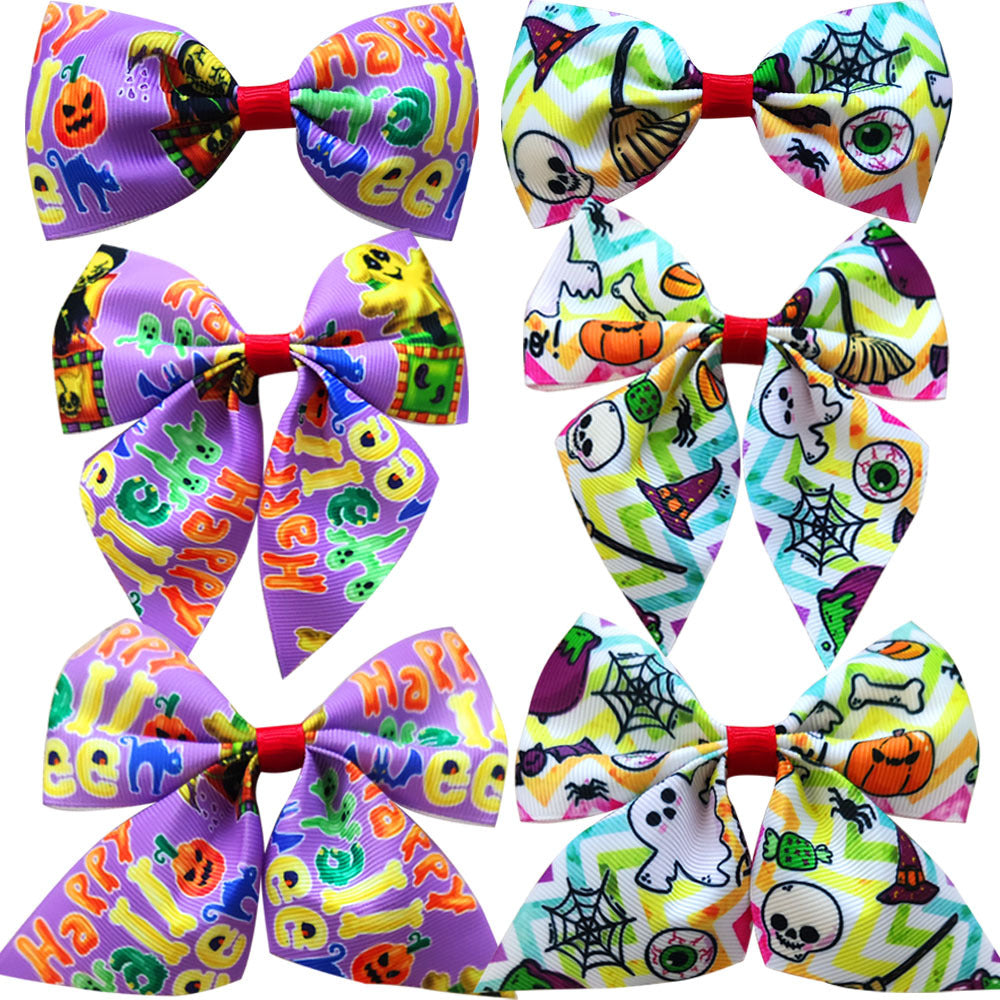 Wholesale Halloween 3-piece Set Printed Girl's Bow Hairpin