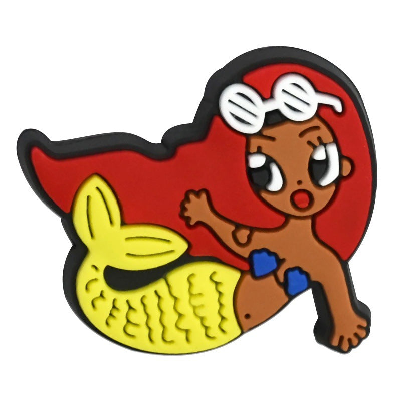 Wholesale Random 100pcs Cartoon Charred Bead DIY Soft Gel Perforated Thick Patch Beads