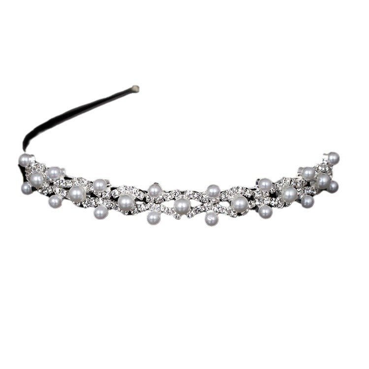 Wholesale Pearl double row rhinestone headband jewelry