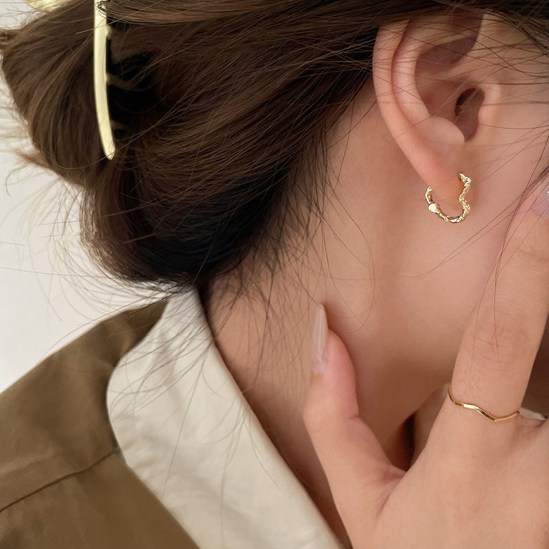 Wholesale White copper heart-shaped plain ring Valentine' s Day earrings