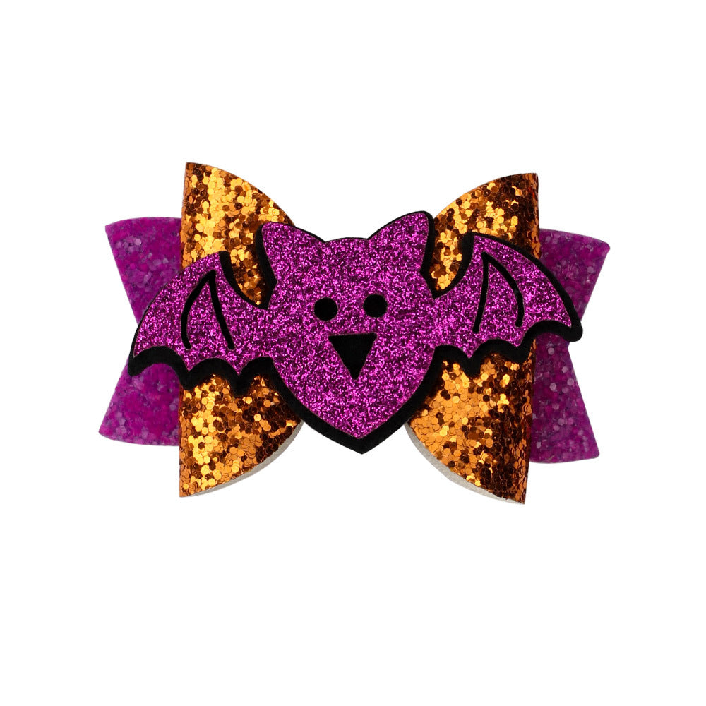 Wholesale Bow Pumpkin Leather Kids Hair Clips