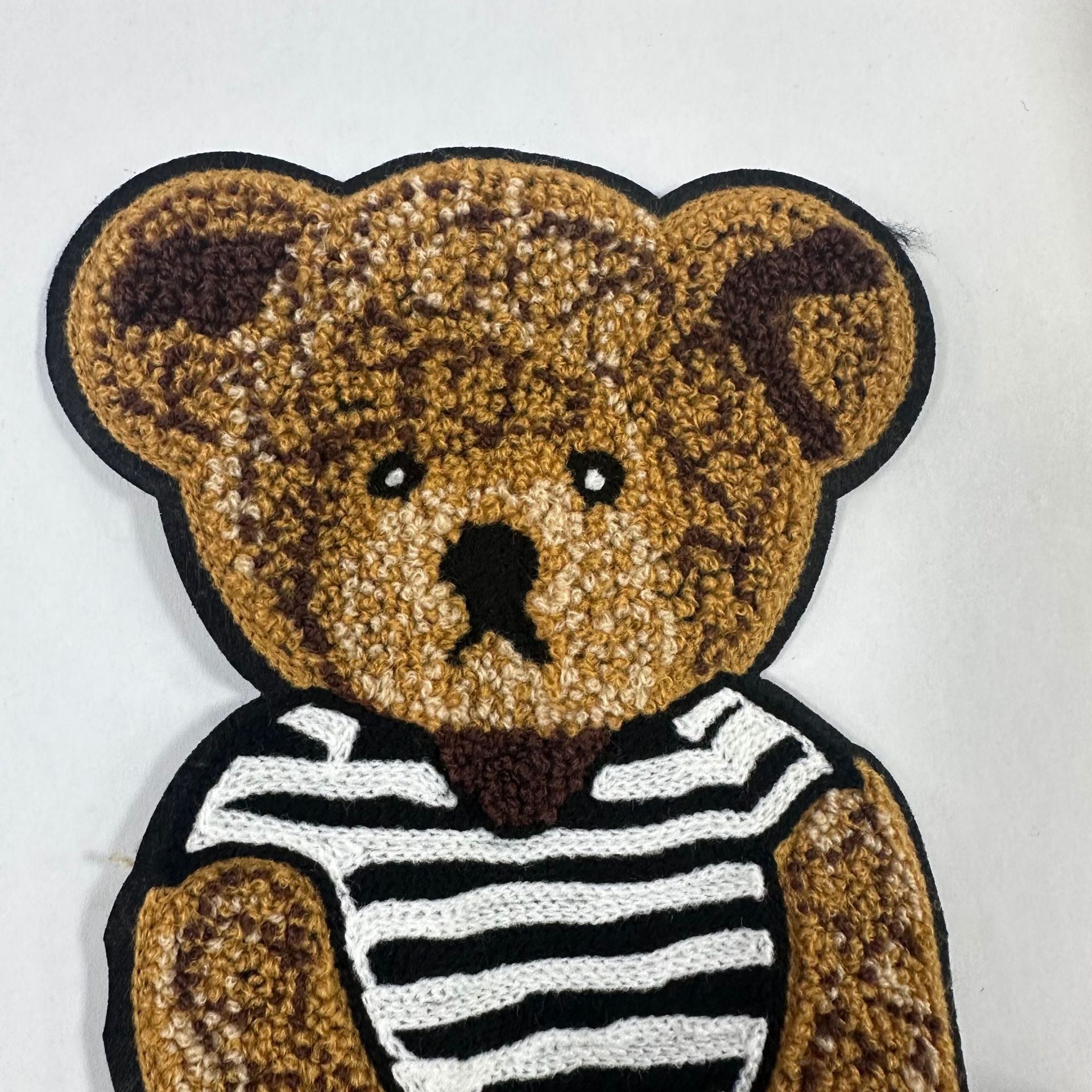 Wholesale Towel Embroidered Cute Bear Patch Black White Stripe Design Decorative Clothing Accent For Coats Everyday Gift And Resale Accessory