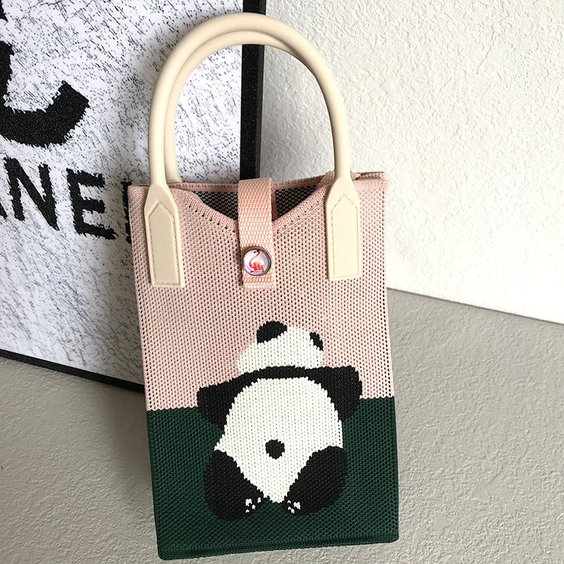 Wholesale Panda Shoulder Crossbody Hand-held Knitted Bag