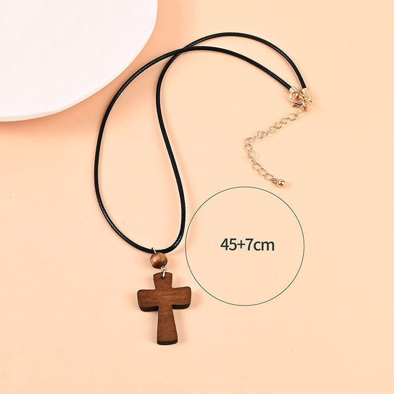 Wholesale Wooden Cross Red Bean Necklace