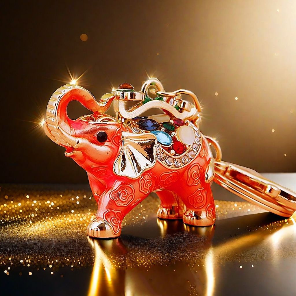 Wholesale Crystal studded diamond elephant cute metal keychain