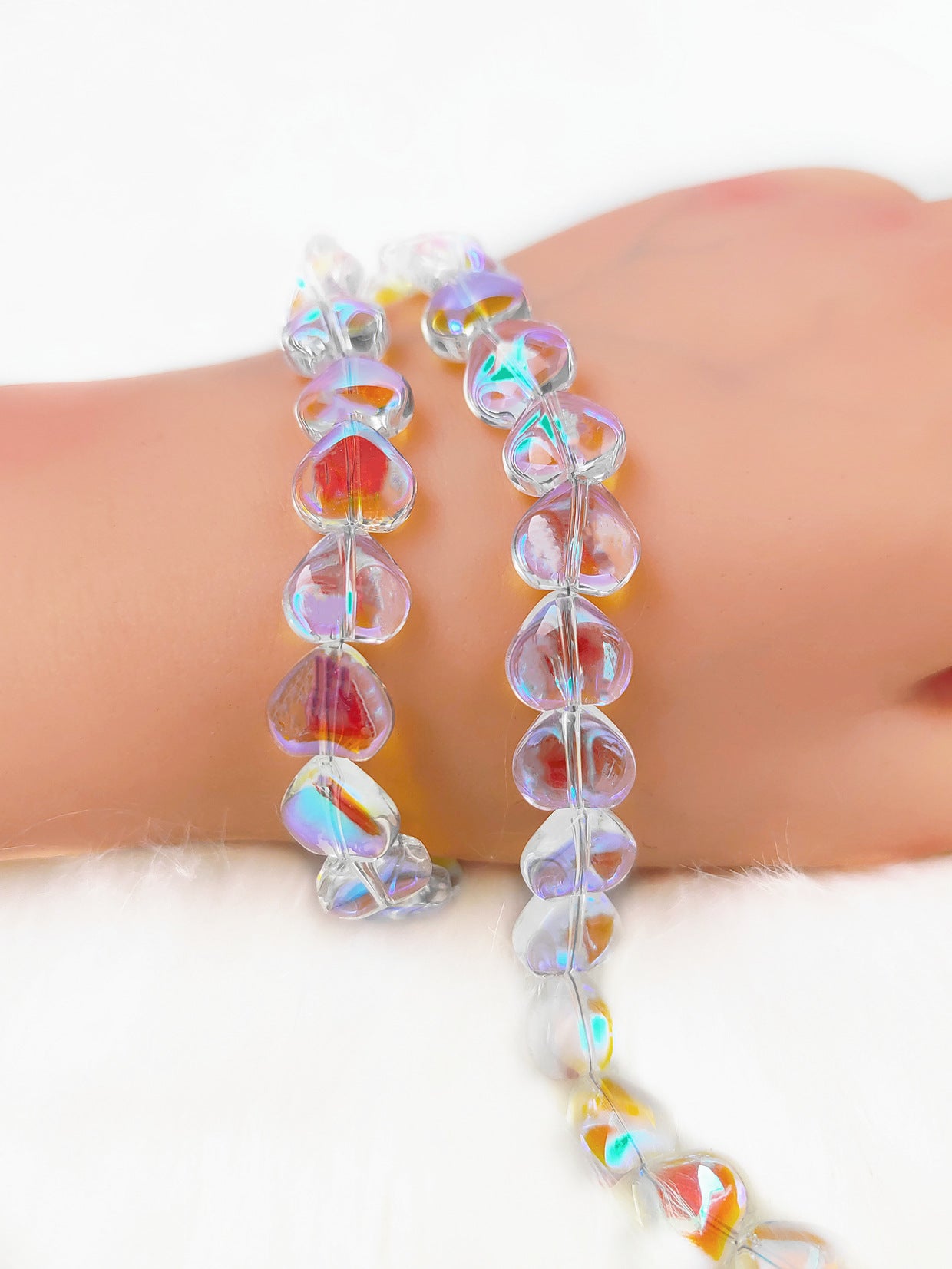 100 piezas al por mayor me encantan las cuentas de vidrio de corazón de durazno