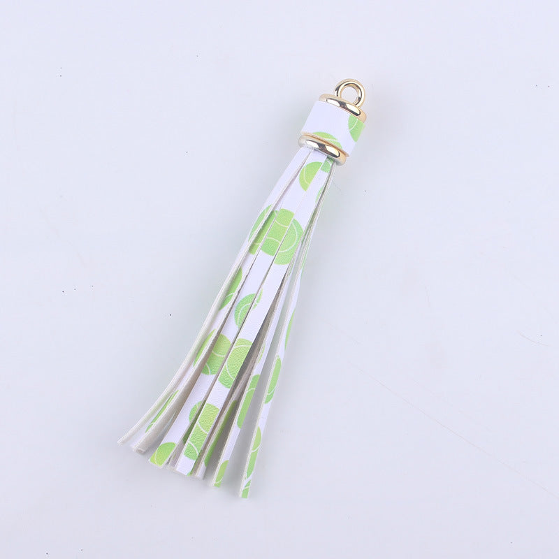 Wholesale 8cm PU Leather Ball-shaped Floral Tassel Keychain Accessories