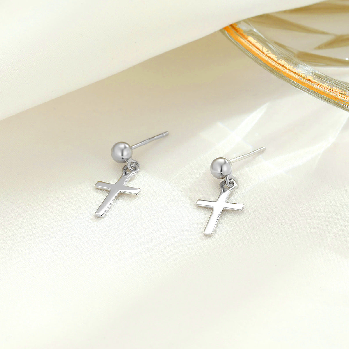 卸売 S925 クロススターリングシルバーイヤリング
