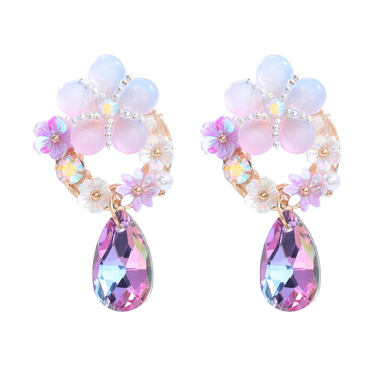 Wholesale Colorful Flower Bohemian Style  Blingbling Earrings
