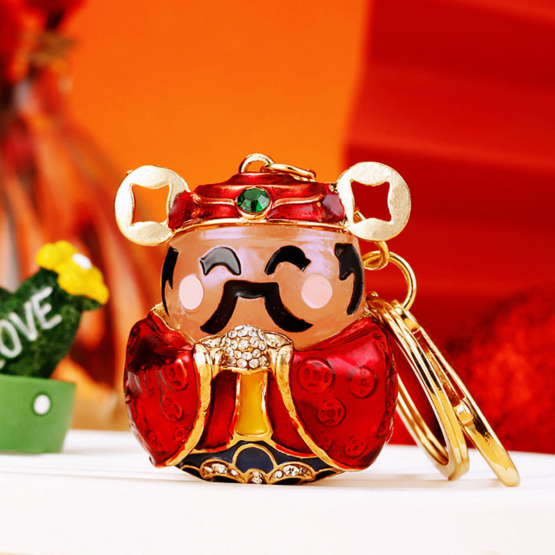 Wholesale Creative rhinestone cute yellow duck keychain