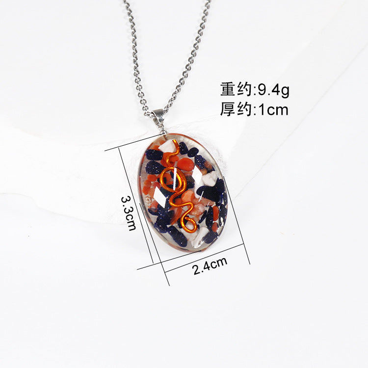 Wholesale 10pcs Natural Color Stone Specimen Geometric Shape Epoxy Lucky Necklace