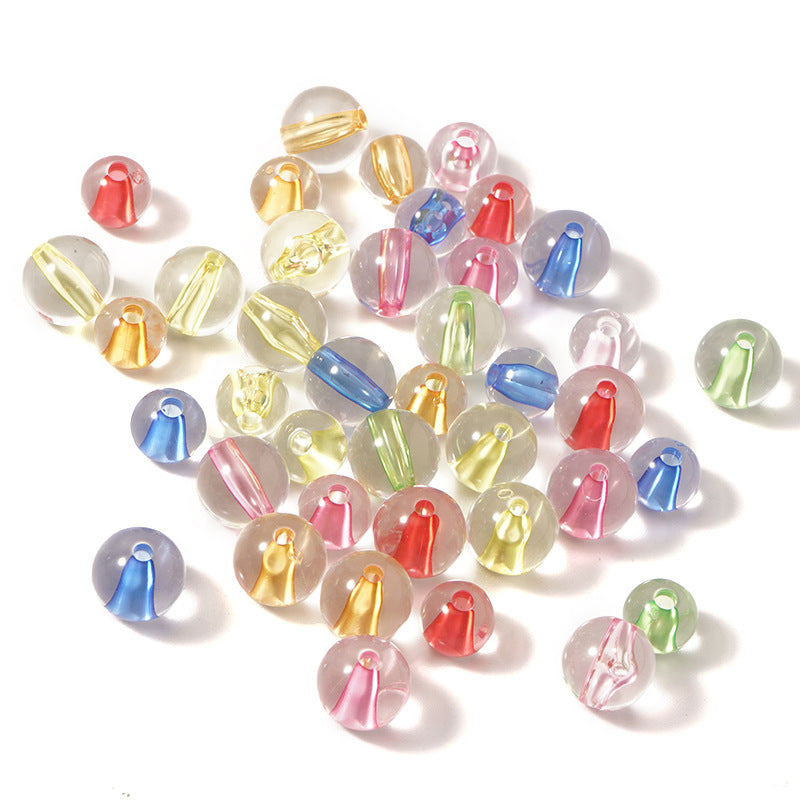 Wholesale 50-100PCS/PACK Acrylic Color Transparent Multi-Specification Dye Core Straight Hole Round Beads