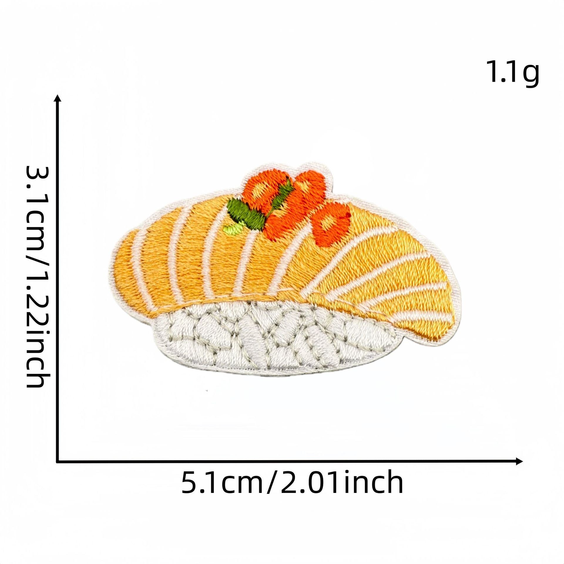 Wholesale Cartoon Salmon Sushi Iron On Embroidery Patch Fashion Decorative Clothing Accessory For DIY Craft And Party Gift Resale