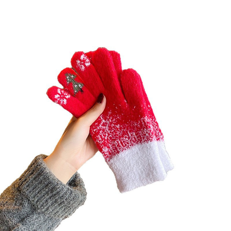 Wholesale Knitted gloves winter fleece-lined thickened cold-proof wool gloves