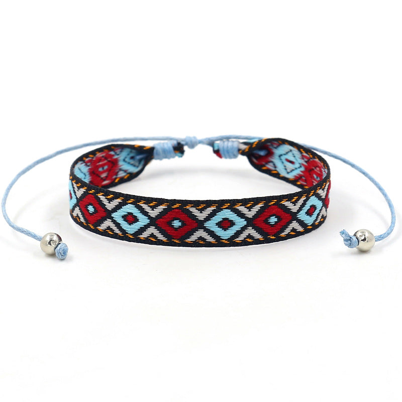 Wholesale Jacquard Geometric Polyester Bracelet