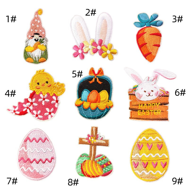 Wholesale Easter egg cartoon rabbit embroidery DIY Patches