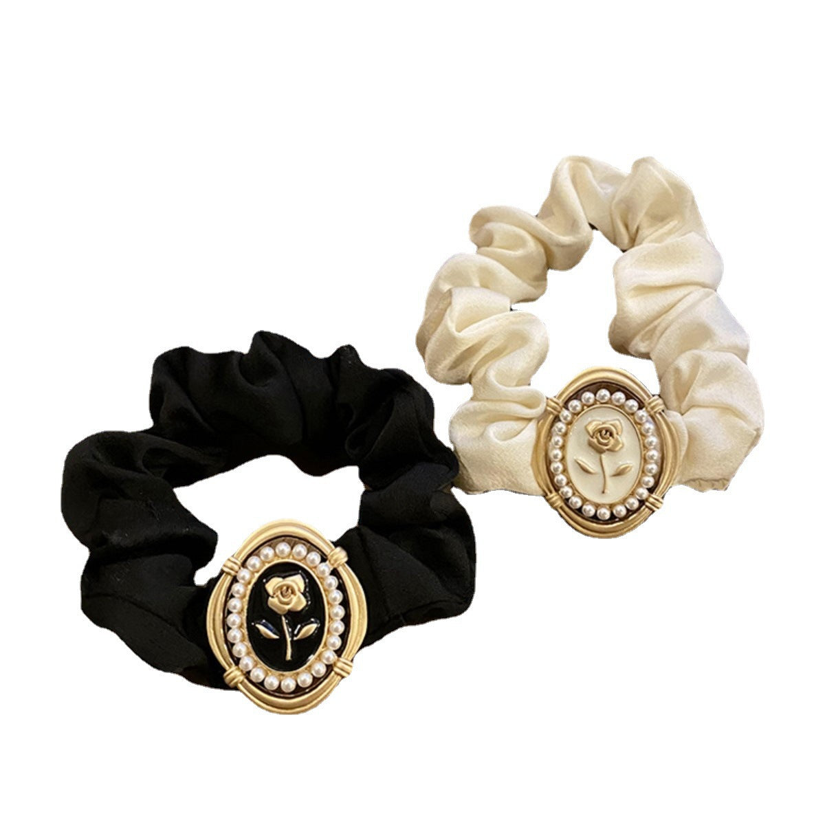 Wholesale Rose Flower Vintage Satin Large Intestine Hair Tie