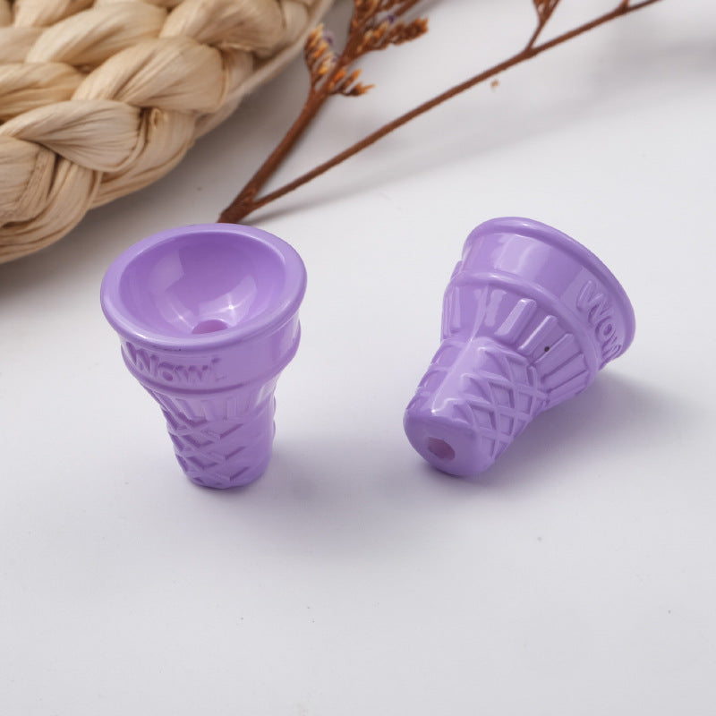 穴あきアクリルビーズ付き100個/パックのカラーコーンベイクドペイントアイスクリームの卸売