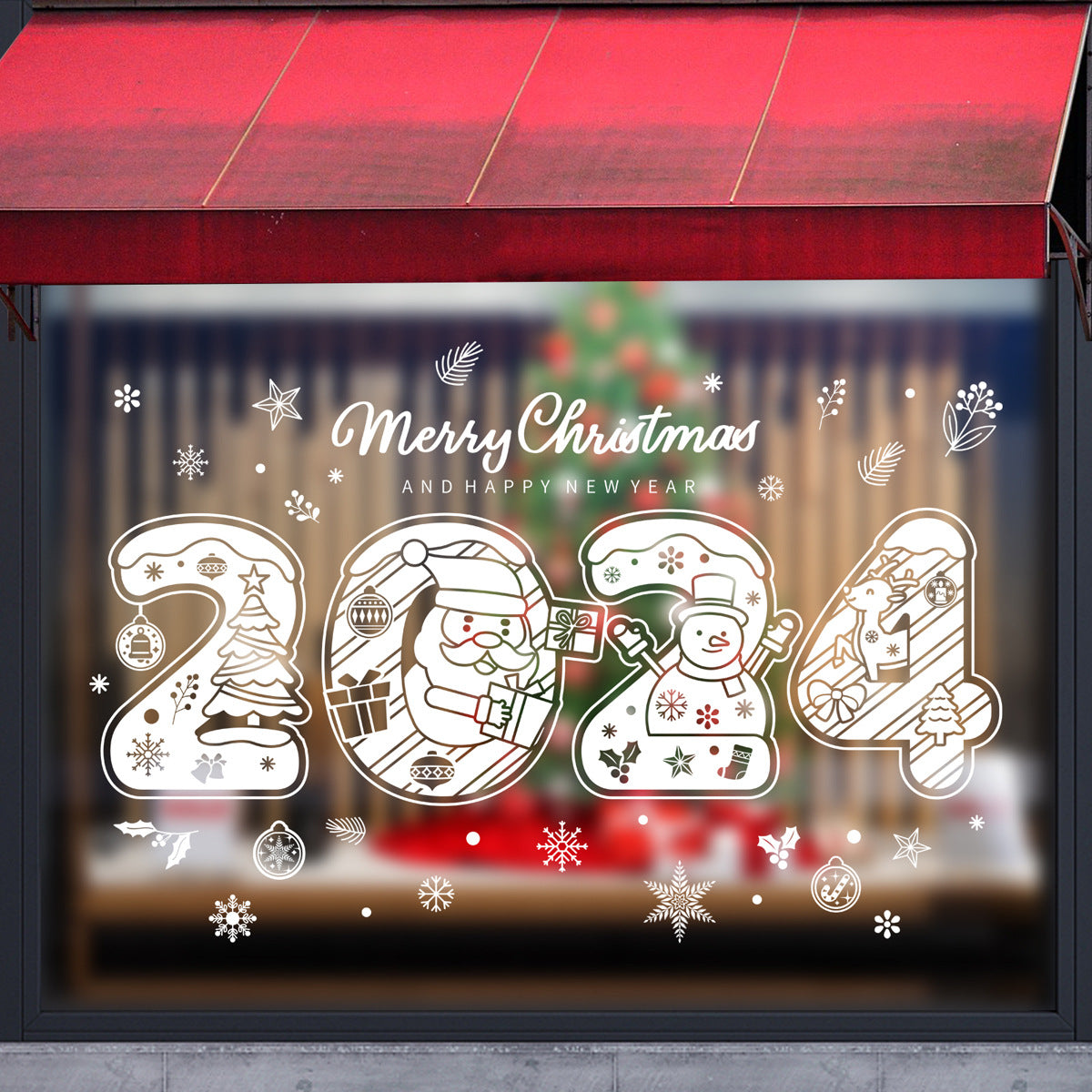 Wholesale Merry Christmas Stickers Santa Claus Elk Snowman Window Sticker