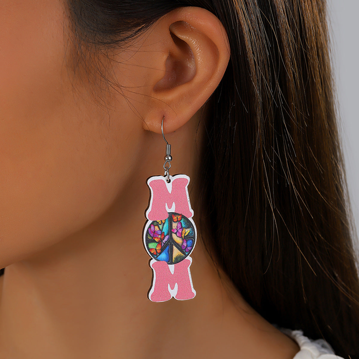 Wholesale Mother' s Day Wooden Earrings Sports Baseball Shiny Earrings Bow Jewelry