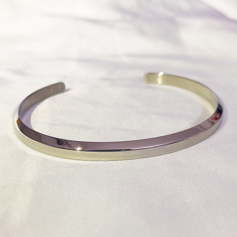 Wholesale C Shape Titanium Steel Rose Gold Open Bracelet