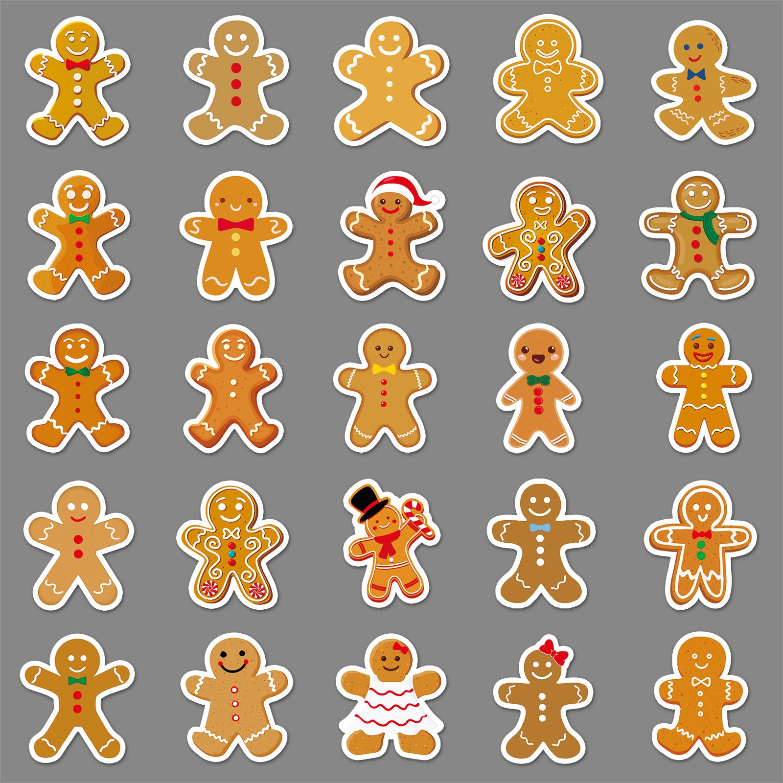 Wholesale 50pcs/ pack Gingerbread Man Personality Cartoon Holiday  Sticker