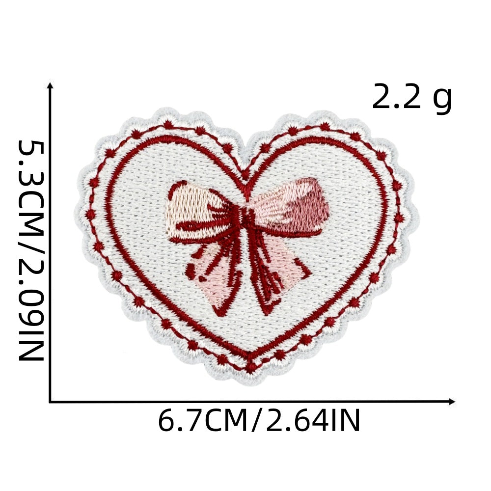 Wholesale Polyester Embroidered Sweet Heart Bow Patch For Girls Clothing Bag Decoration