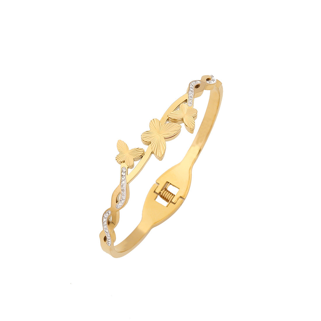 Wholesale full diamond snake bracelet zircon flower stainless steel jewelry