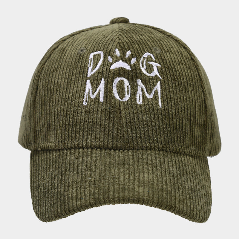 Wholesale DOG MOM Embroidered Corduroy Baseball Caps