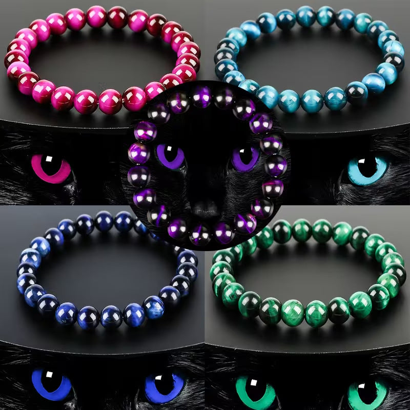 Wholesale Green Purple Sapphire Blue Red Rose Red Gold Lake Blue Yellow Tiger Eye Bracelet