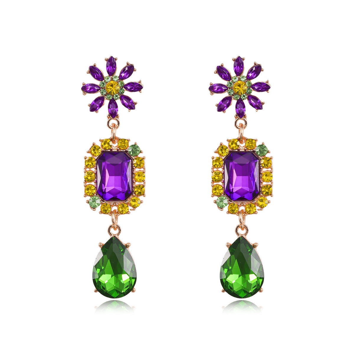 Wholesale carnival earrings classic three-color diamond personality jewelry