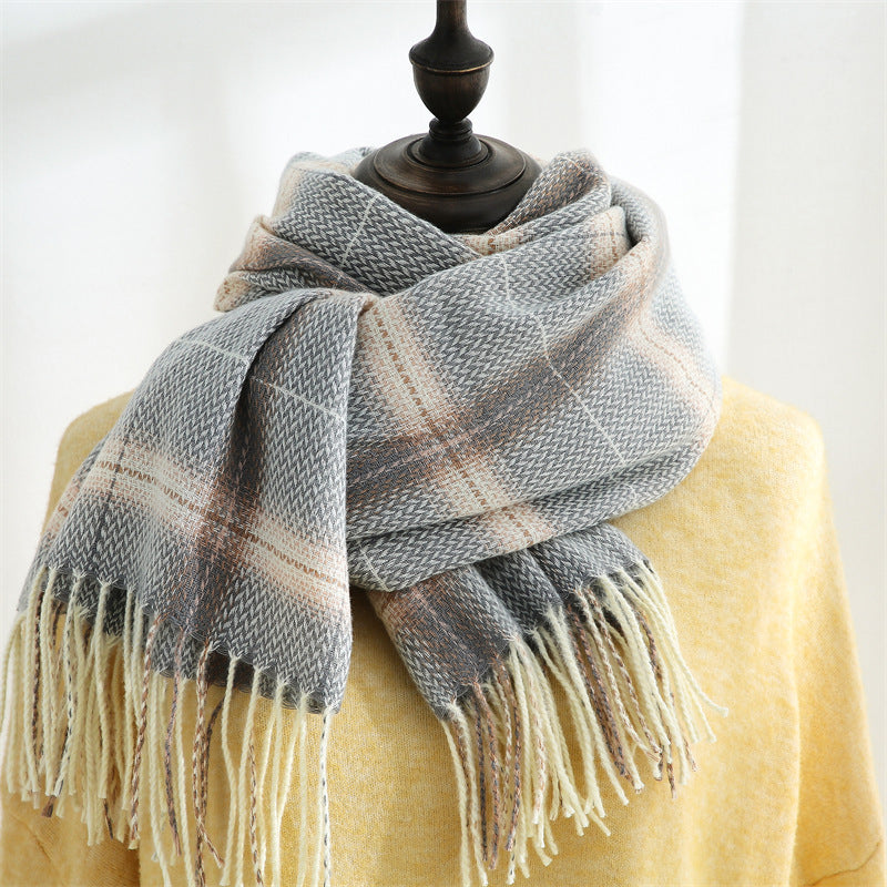 Wholesale Autumn and Winter Thickened Cashmere Plaid Scarves
