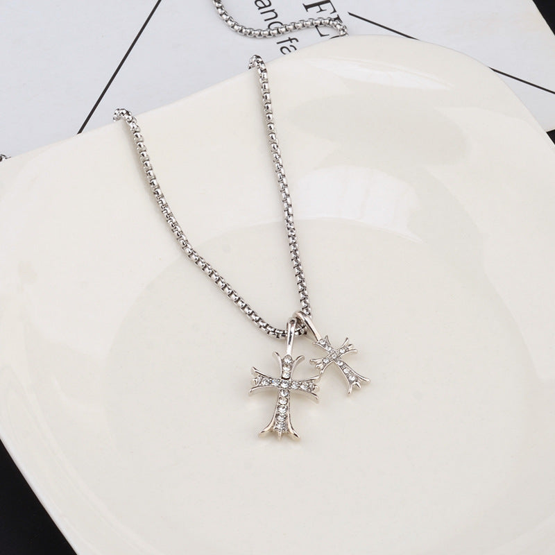 Wholesale Personalized retro trend double cross necklace