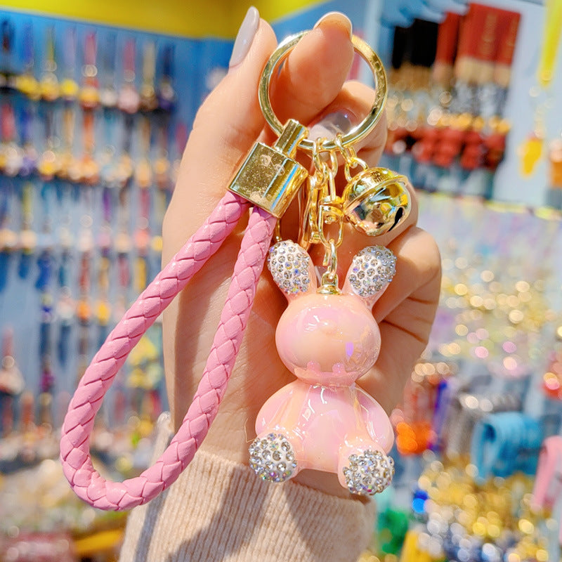 Keychains de diamantes con bunny de electroplacas de coloridos al por mayor