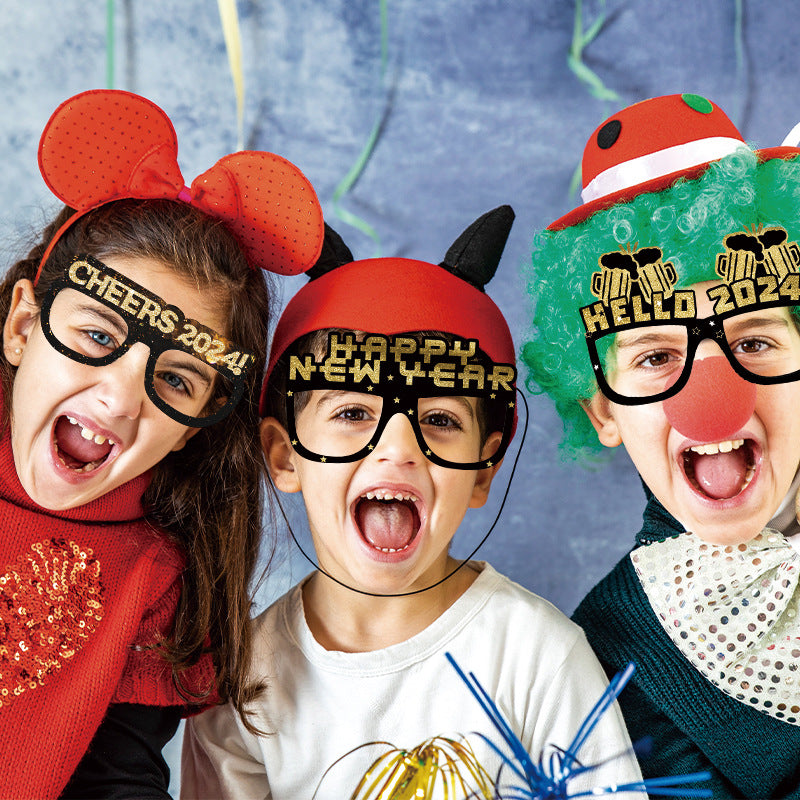 Wholesale Happy New Year Paper 3D Glasses Decoration