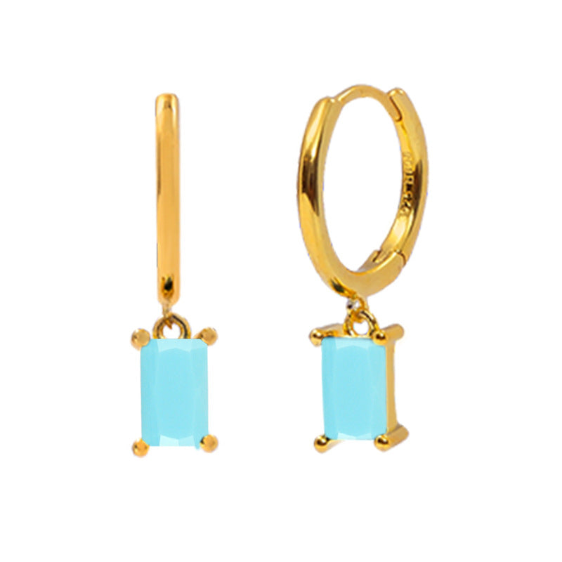 Wholesale Colorful Zircon Rhinestone Square Copper Earrings