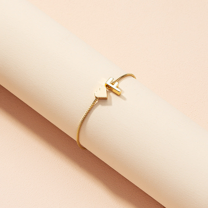 Wholesale Heart 26 Alphabet Alloy Bracelet