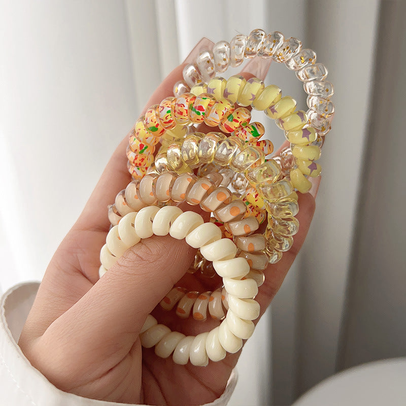 Wholesale Sweet Color Simple No-Trace No-Damage Elastic Band Telephone Line Hair Scrunchies