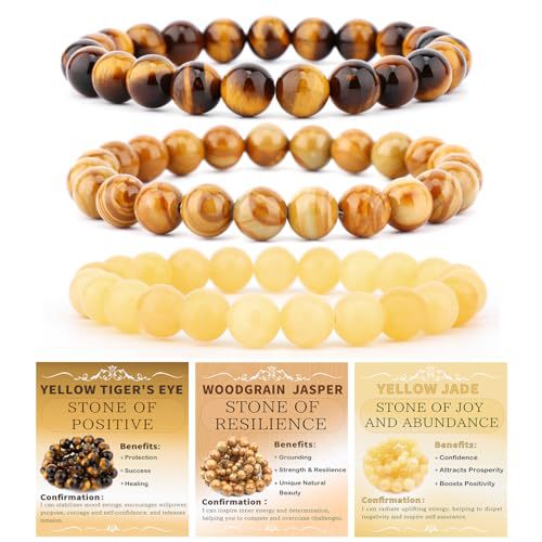 Wholesale Ethnic Style Handmade Tiger Eye Stone Bead Bracelet Set 3 Piece Round Beads Couple Bracelets With Retail Hang Card Boutique Resale Gift