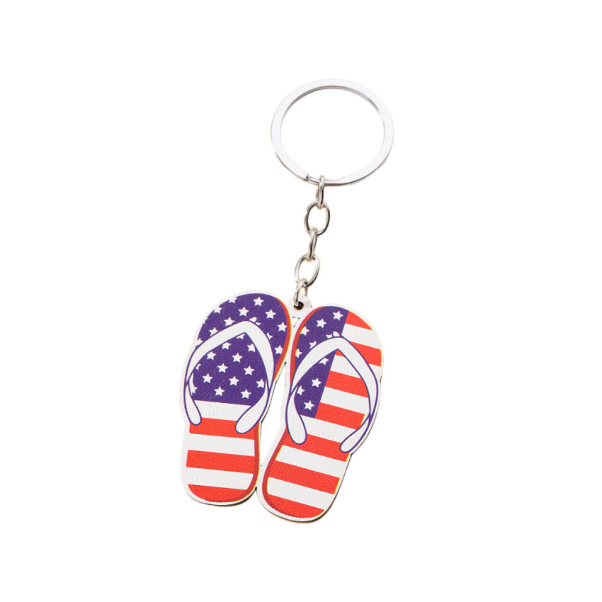 Día de la independencia al por mayor Flaja Americana Butterfly Eagle Wooden Keychain